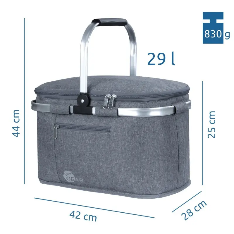 your GEAR Kühlkorb Scivu - isolierter Einkaufskorb, 29 Liter Picknickkorb, Kühltasche