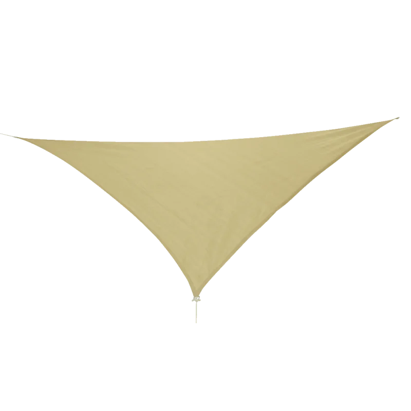 10T Emerson Dreieck Tarp 5m Sonnensegel in Beige, wetterbeständig, atmungsaktiv, dreieckige Form, mit 90% UV-Schutz, ideal für Garten, Terrasse oder Camping, inkl. Abspannseil an der Spitze.
