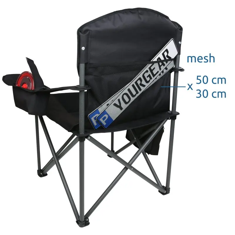 your GEAR Campingstuhl Fano - 3D-Mesh Faltstuhl, 250 kg (TÜV), Getränkehalter, Kühltasche, Organizer