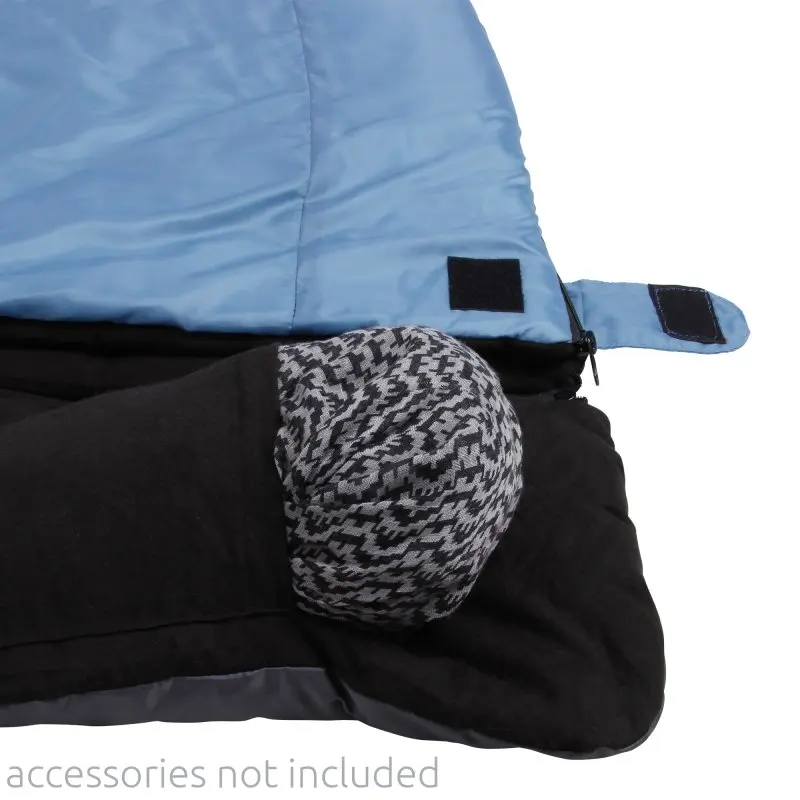 yourGEAR 2 Mann Schlafsack Sumatra Duo, XXL Deckenschlafsack in Blau und Schwarz, mit abnehmbarem Kopfteil, weichem Baumwollfutter und Klettverschluss, geeignet für Camping und Outdoor.