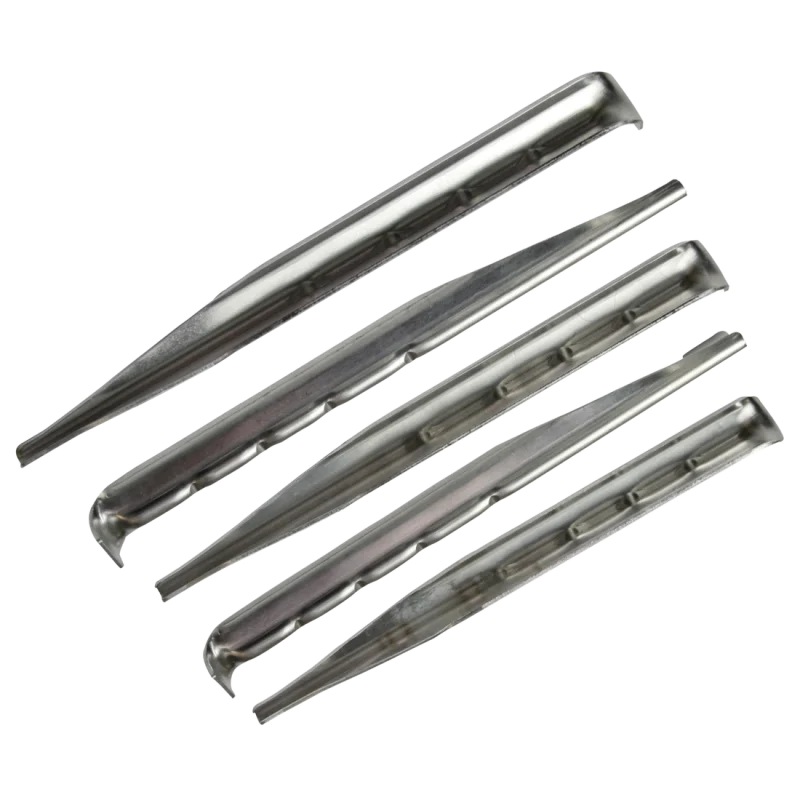 Set di 5 picchetti da tenda 10T PEG IT VP-18DA in alluminio, profilo a V, dimensioni 18x180 mm, adatti per terreni normali, colore argento, robusti e leggeri, ideali per campeggio outdoor.