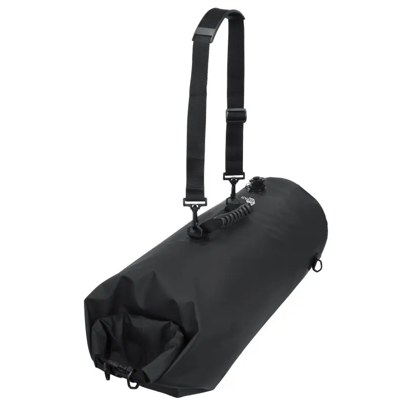 yourGEAR Dry Bag 30L wasserdichter Rucksack in Schwarz mit Rollverschluss, Schultergurt, Tragegriff und Ventil, aus robustem PVC, ideal zum Transport von Ausrüstung beim Wassersport oder Outdoor-Aktivitäten.