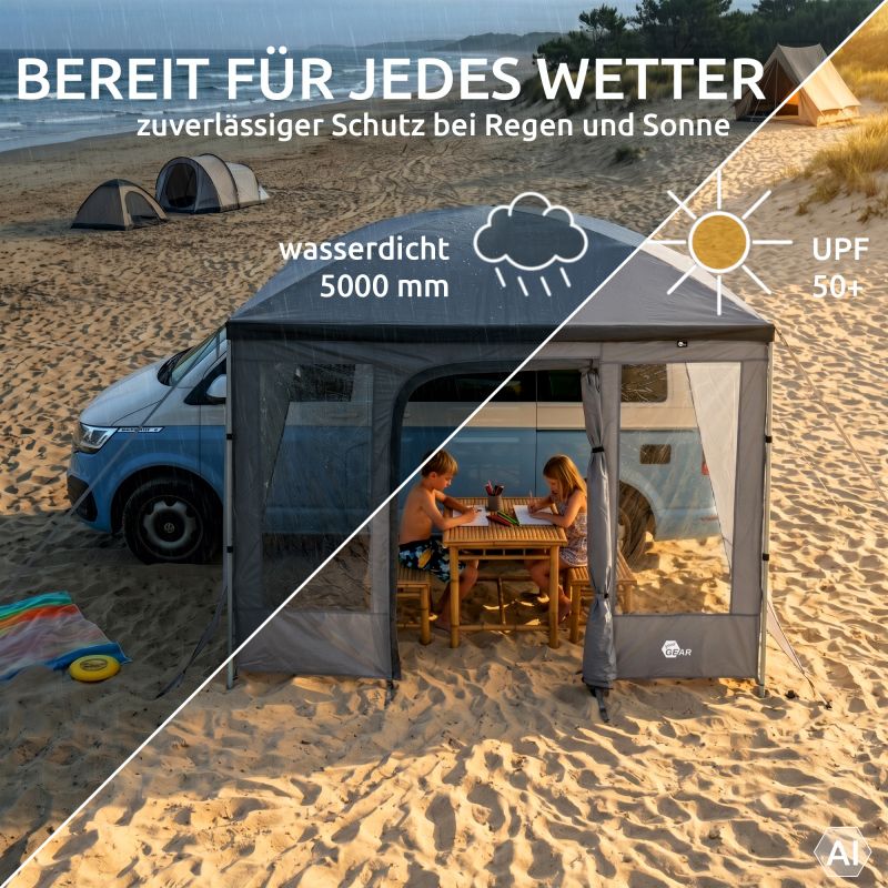 your GEAR Parasol Vorderwand - 260x235 cm Frontwand mit Tür & Fenster, UV 50+, 5000mm WS