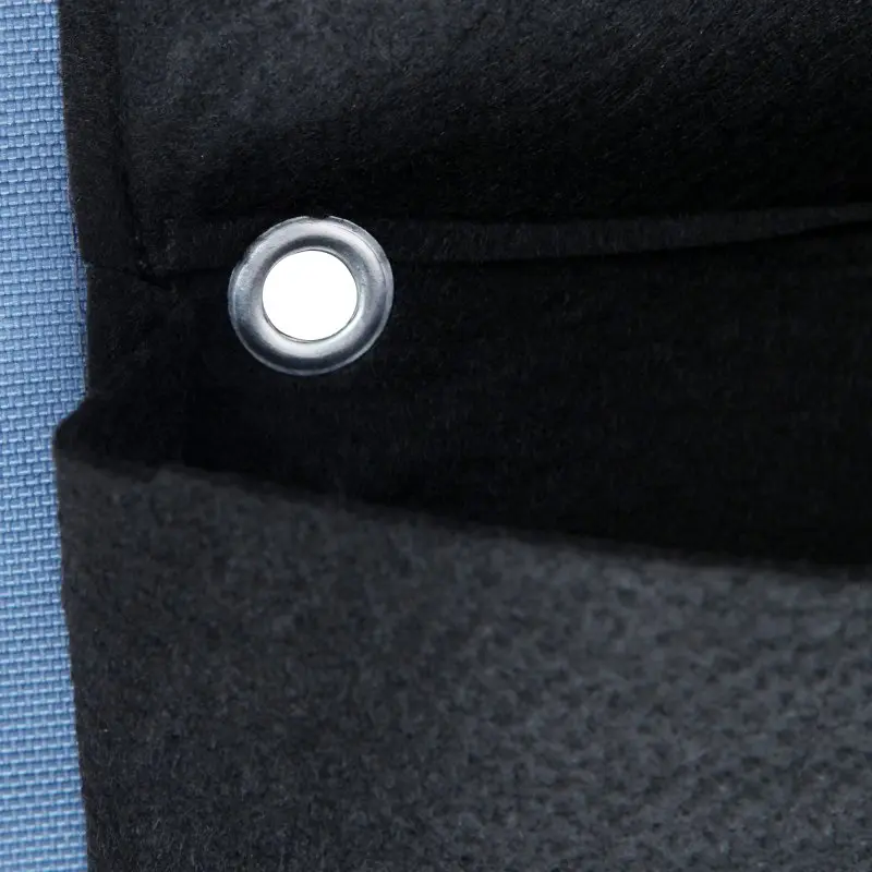 Close-up of yourGEAR Growbag 36, showing a durable black felt pocket with a metal eyelet for wall mounting. Breathable fabric suitable for vertical gardening and planting various herbs or plants.