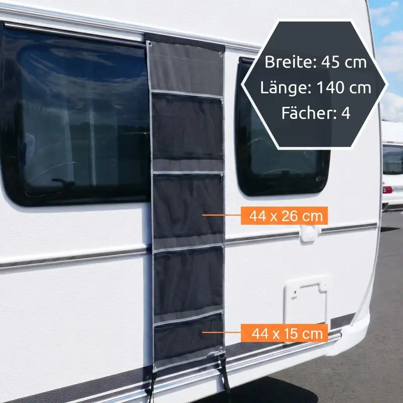 2nd Chance - your GEAR Caravan Organizer Mesh - Hängeregal für Zelt, Vorzelt, Wohnwagen 140 x 45 cm, 4 Fächer (71557)