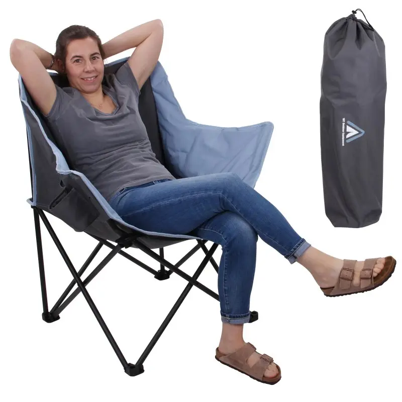 10T Campingstuhl Jace Arona XXL Klappstuhl bis 130 kg Stuhl mit Getränkehalter + Seitentasche