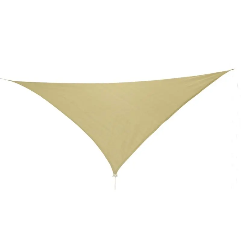 Telo ombreggiante triangolare 10T Emerson, 3,6 m per lato, colore beige, materiale traspirante e resistente alle intemperie, con cordini per fissaggio, ideale per giardino, terrazza o campeggio, 90% protezione UV.
