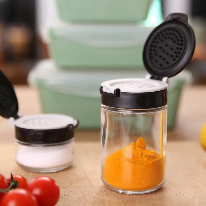 your GEAR Gewürzstreuer Double-Flip - 10 Gewürzdosen à 200 ml aus Glas, Streueinsatz selbstreinigend
