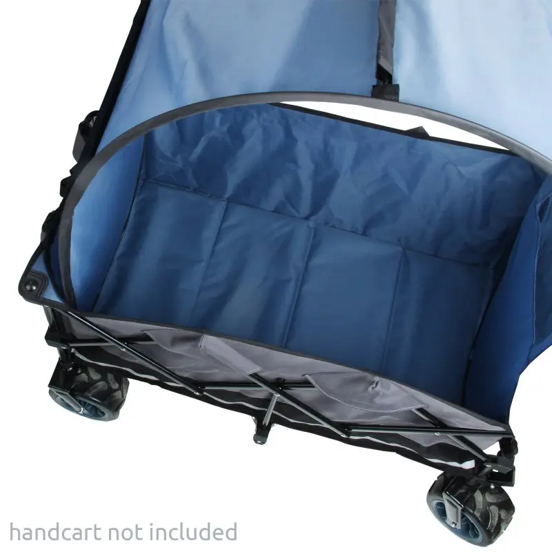 Toit de protection yourGEAR Pop Up Trolley Roof bleu, léger et pliable, avec fenêtre, adapté aux bollerwagens et chariots de plage, facile à installer, protection contre le soleil et la pluie. Chariot non inclus.