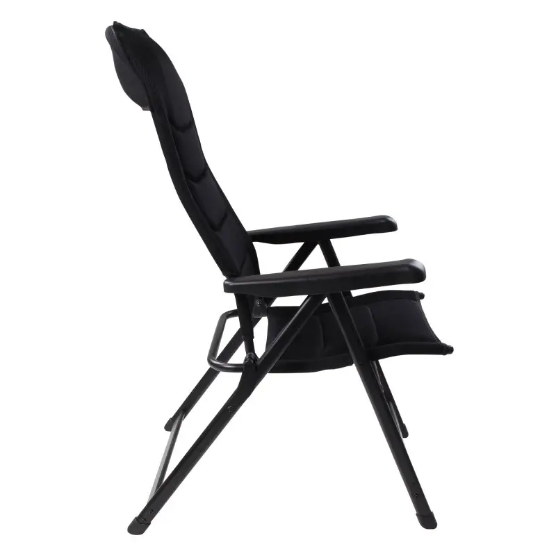 Sedia da giardino your GEAR Sovana 3D XXL, struttura in alluminio nero, schienale alto e reclinabile, rivestimento in mesh 3D, braccioli robusti, design pieghevole, supporto fino a 180 kg.