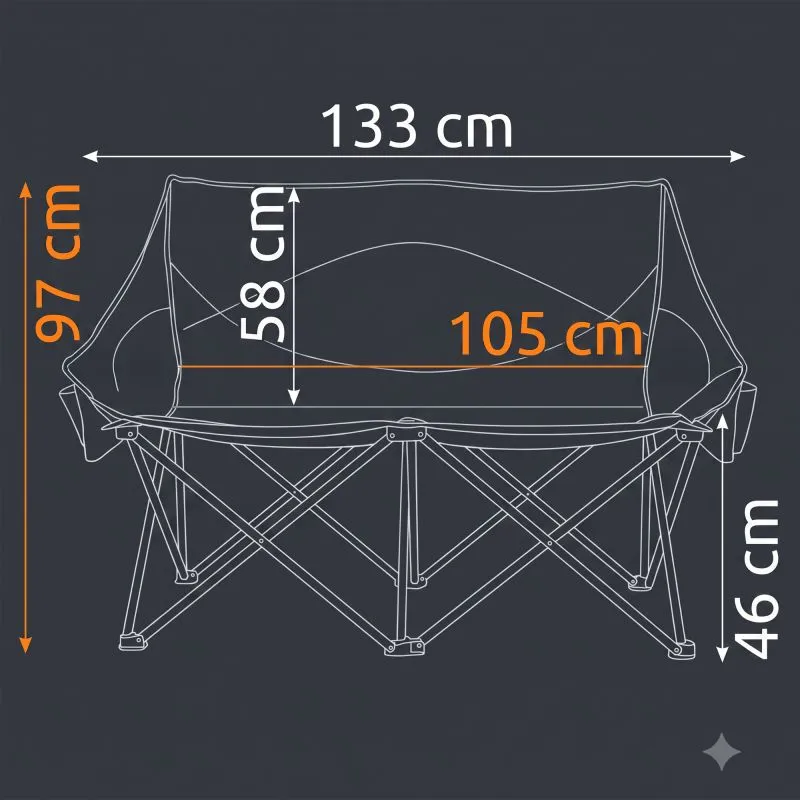 your GEAR Campingsofa Modena - XXL Campingstuhl für 2 Personen, max 320 kg, extra lang, gepolstert