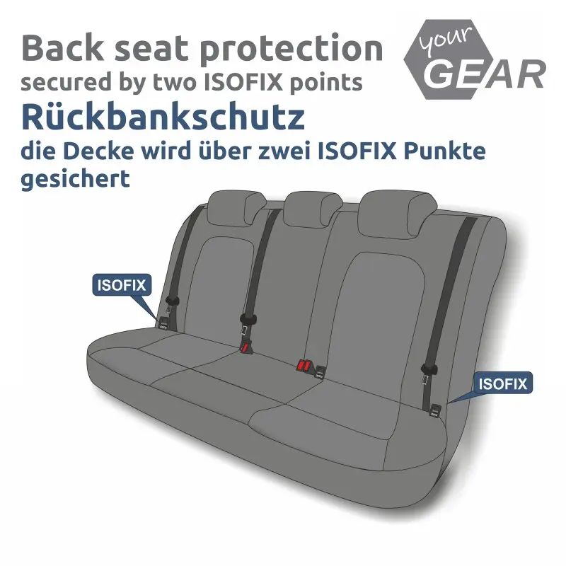 2nd Chance - your GEAR Rapallo - Hunde Schondecke für Auto Rücksitzbank mit 2 Einstiegen, robust, weich, waschbar (71369)
