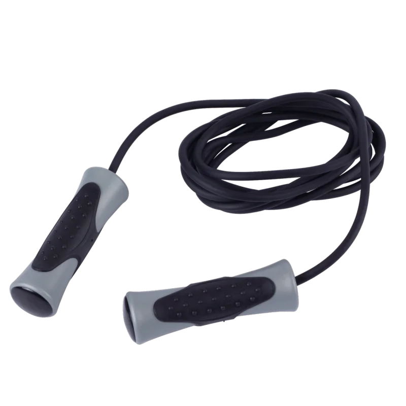 Spirit Speed Rope skipping rope for fitness, featuring ergonomic black and grey handles with textured grip and a durable black cable, ideal for boxing, endurance, and gym workouts.