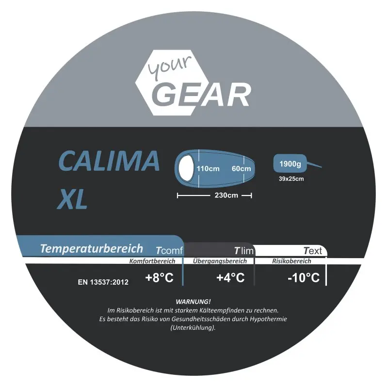 yourGEAR Campingschlafsack Calima XL -10°C extrem breiter Ellipsen-Schlafsack 230x110cm Blau Grau