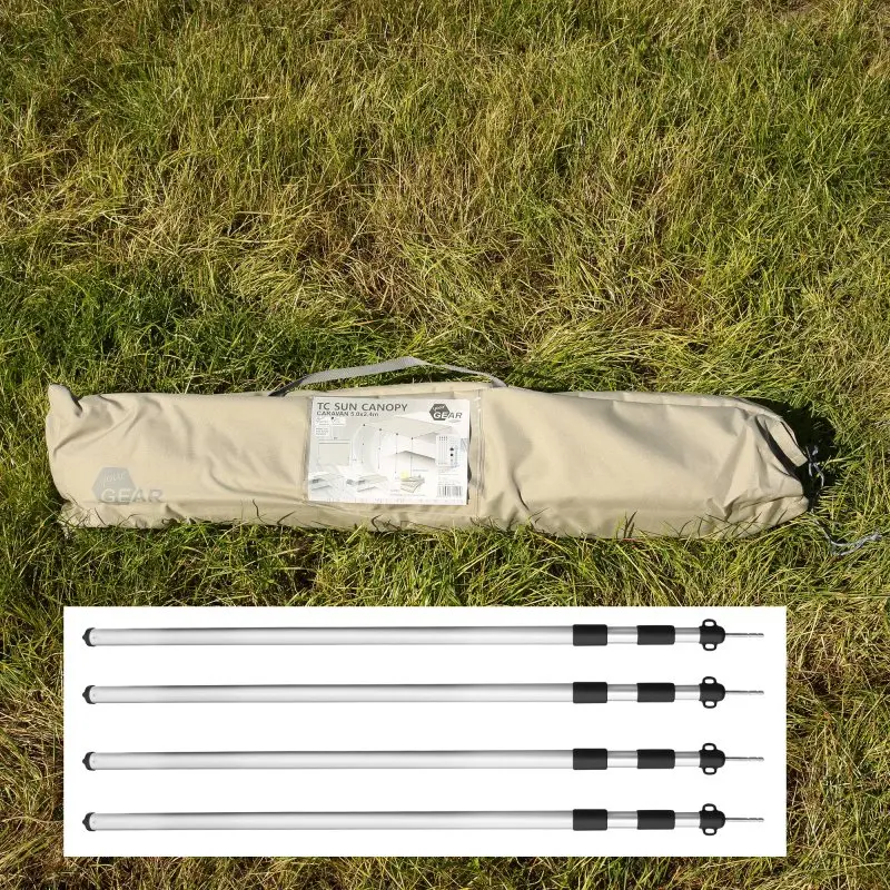 your GEAR Caravan Tarp TC 500 x 240 Wohnwagen Sonnendach inkl. Aufstellstangen Baumwoll-Sonnensegel