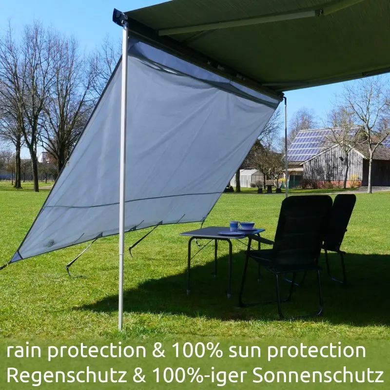 your GEAR Sun + Rain Blocker 4,3 x 2 m - Vorderwand für Markise schützt vor Sonne, Wind und Regen