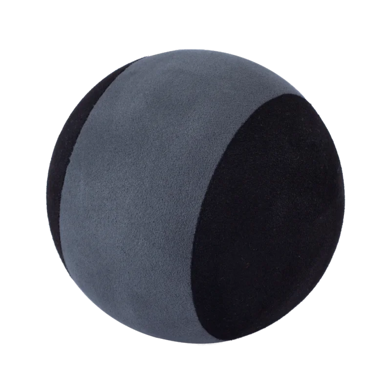 Spirit Massage ball 8.9 cm, round, with a smooth black and grey surface, designed for fascia massage, trigger point therapy, and muscle recovery; suitable for self-massage after workouts.