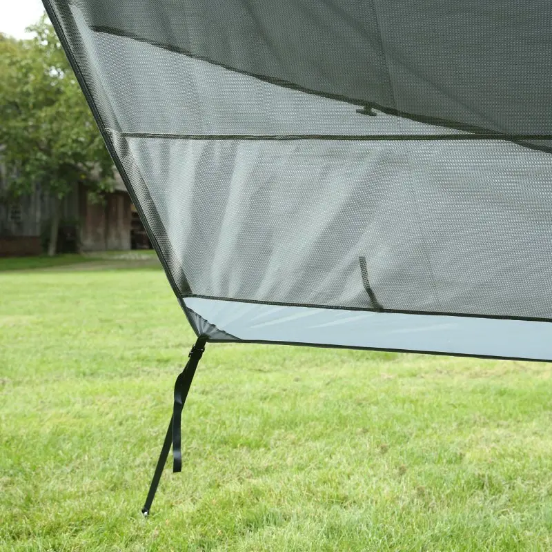 Pared lateral your GEAR Sun + Rain Blocker para toldos de vehículos, tejido transpirable gris, protección contra sol, viento y lluvia, fácil de montar con varillas, ideal para autocaravanas y caravanas.
