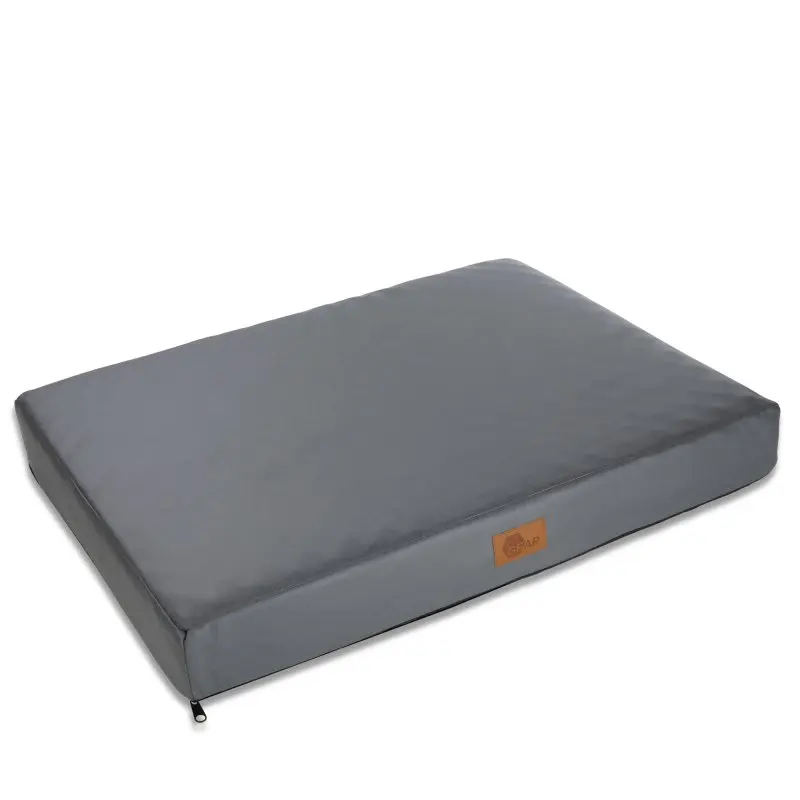 Graues your GEAR Biella orthopädisches Hundebett, 80x60x10 cm, rechteckig, mit OEKO-TEX-Label, abnehmbarem Bezug und rutschfester Unterseite, ideal für ältere Hunde, maschinenwaschbar.