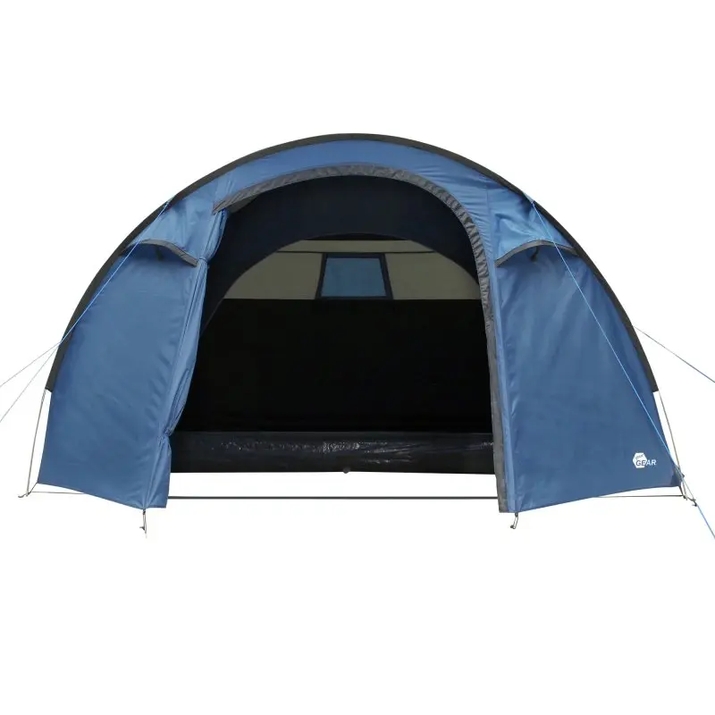 Tente dôme your GEAR Cetona 4 personnes, couleur bleu et gris, avec entrée latérale, grande hauteur de 165 cm, espace intérieur spacieux et fenêtre, idéale pour le camping en famille.
