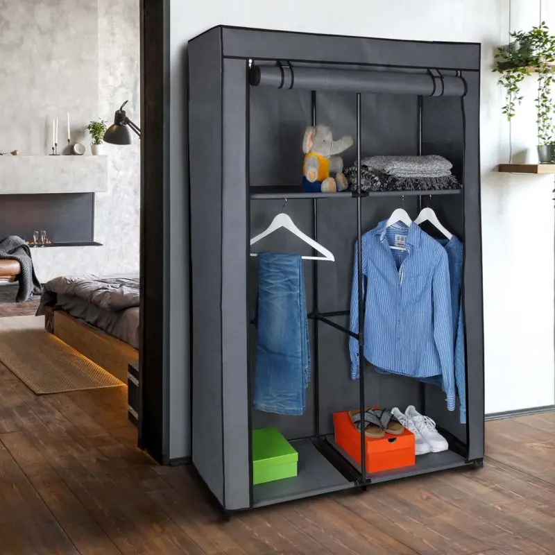 2nd Chance - your GEAR Kleiderschrank Grado Stoffschrank 108x45x175 cm Schrank mit 2 Kleiderstangen und 4 Ablagen (71198)