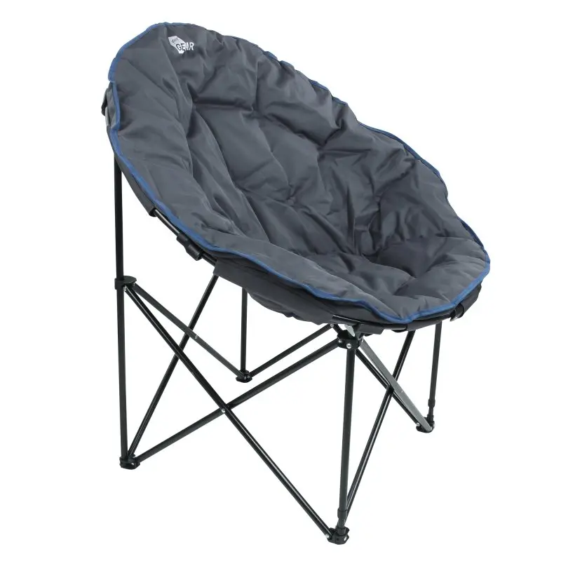 Sedia da campeggio yourGEAR Ortona XXL Moon Chair, imbottita, pieghevole, struttura in metallo incrociato, diametro 100 cm, colore grigio scuro, portata massima 130 kg, ideale per outdoor.