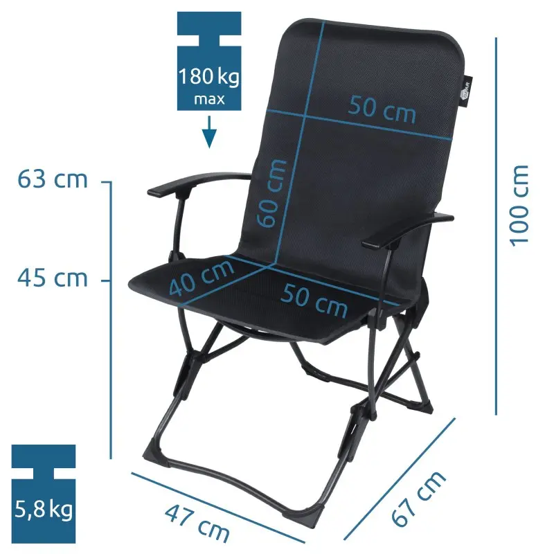 your GEAR Campingstuhl Carini - gepolsterter Klappstuhl - geeignet für VW T5 T6 T6.1 Heckklappe
