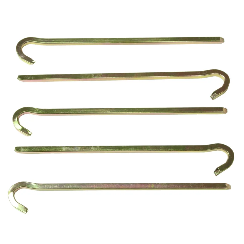 5 clavos de tienda 10T PEG IT VK-22SV de acero con perfil cuadrado, 220 mm de largo, color metálico, con extremo en gancho, ideales para fijar tiendas en suelos duros y normales. Set de 5 unidades.