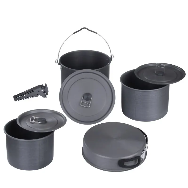 10T Topf Pfannen Set Ranger VI+ Camping Kochset für 6 - 10 Mann 8 tlg. Kochgeschirr im Netzbeutel