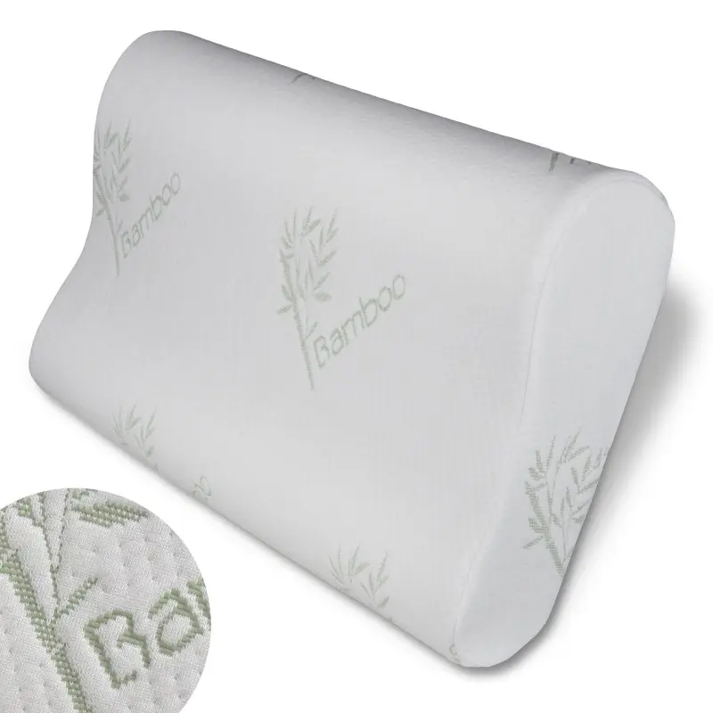 Cuscino memory foam ortopedico yourGEAR 60x35x11,5 cm con rivestimento ipoallergenico in bambù bianco, profilo ergonomico per supporto cervicale, adatto a dormire supini e laterali.