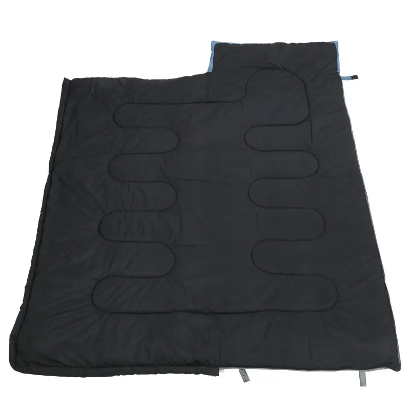 Sac de couchage your GEAR Marin -7°C, rectangulaire, 220x80 cm, bleu et gris, extra large avec capuche, adapté pour 3-4 saisons, idéal camping, extérieur, tissu résistant et déperlant.