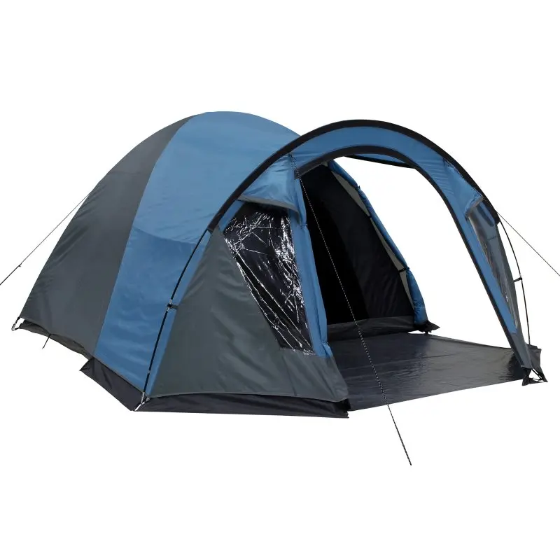 Tente dôme your GEAR Tivano 5 personnes, bleu et gris, avec grand espace de vie, entrée latérale, fenêtre et sol séparé, hauteur de 190 cm, idéale pour la famille et festivals, imperméabilité 5000 mm.