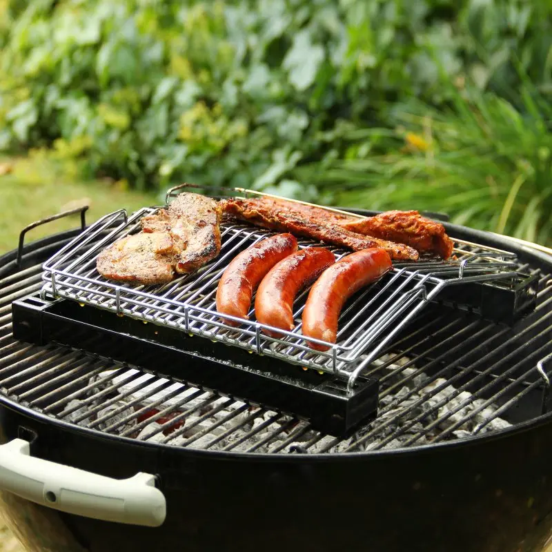 GreenBBQ patentierter Grill-Aufsatz, Grillrost für rauchfreies & gesundes Grillen ohne Fettbrand