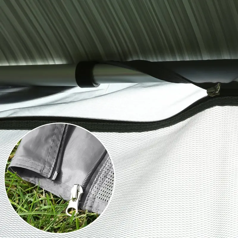Set de 2 paredes laterales your GEAR Capri para toldos de 250 cm, tejido transpirable, cierre de cremallera, fácil montaje con barra tensora, ideal para protección solar y visual en caravanas y autocaravanas.