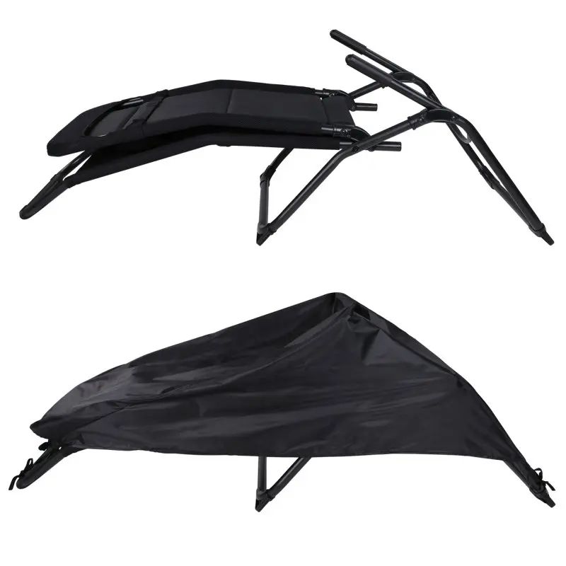 Lettino 3D yourGEAR: sdraio da giardino nera con telaio in alluminio, rivestimento in mesh traspirante, cuscino poggiatesta, pieghevole e copertura di protezione, ideale per sauna e outdoor, portata fino a 120 kg.