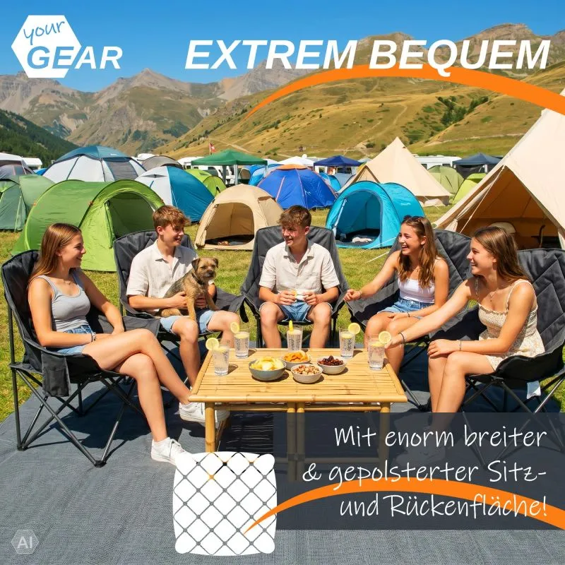 your GEAR Campingstuhl Imola - gepolsterter XXL Bucket Chair, extra breit mit hoher Rückenlehne