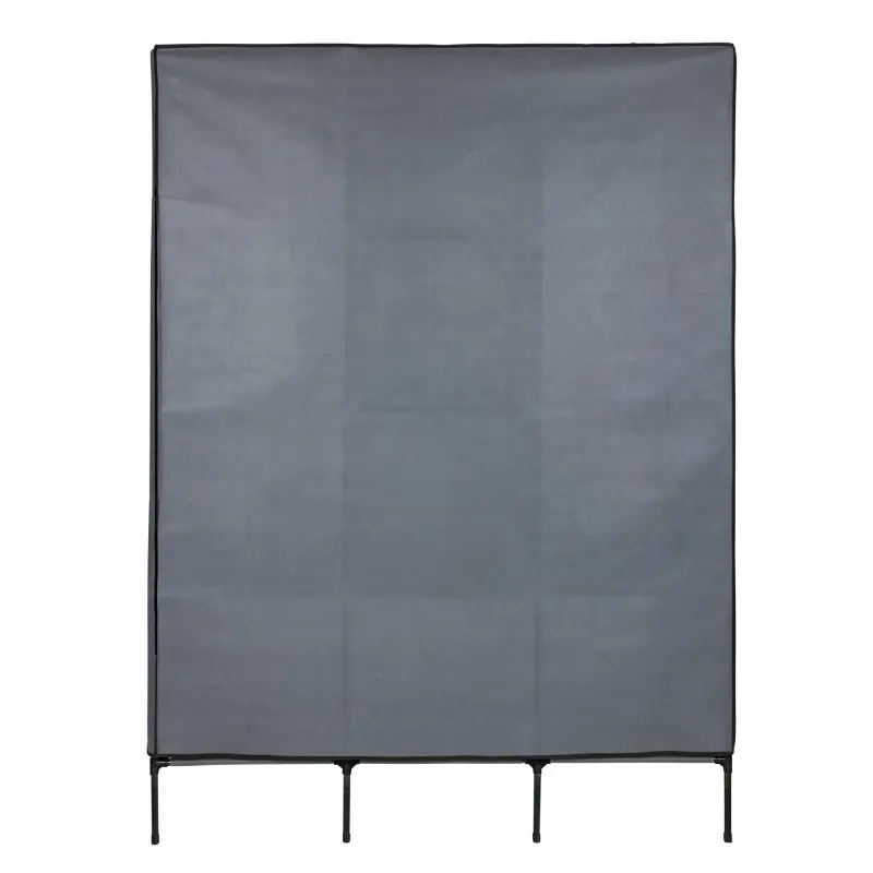 yourGEAR Grado fabric wardrobe 150x45x185 cm in black and grey, shown fully closed with fabric cover, standing on four legs, offering dust-protected storage for clothes and accessories.