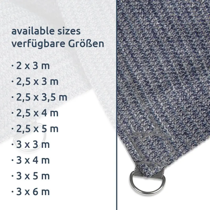 Tappeto da campeggio your GEAR Toskana 300 x 500 cm in HDPE grigio-blu, resistente, traspirante, con anello a D in metallo. Disponibile in varie misure, ideale per esterni e tende.