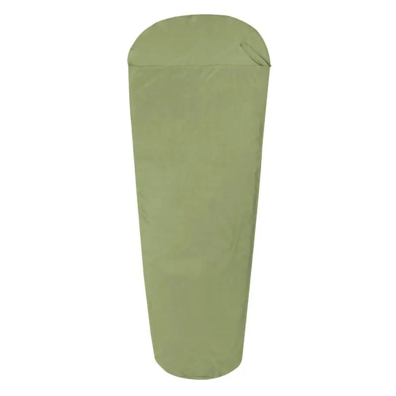 Grüner 10T Hüttenschlafsack BW INLET MG, 225x90 cm, mumienförmig, aus 100% Baumwolle, leicht und dünn, ideal als Inlett für Schlafsäcke, für Reisen, Berghütten oder Jugendherbergen.