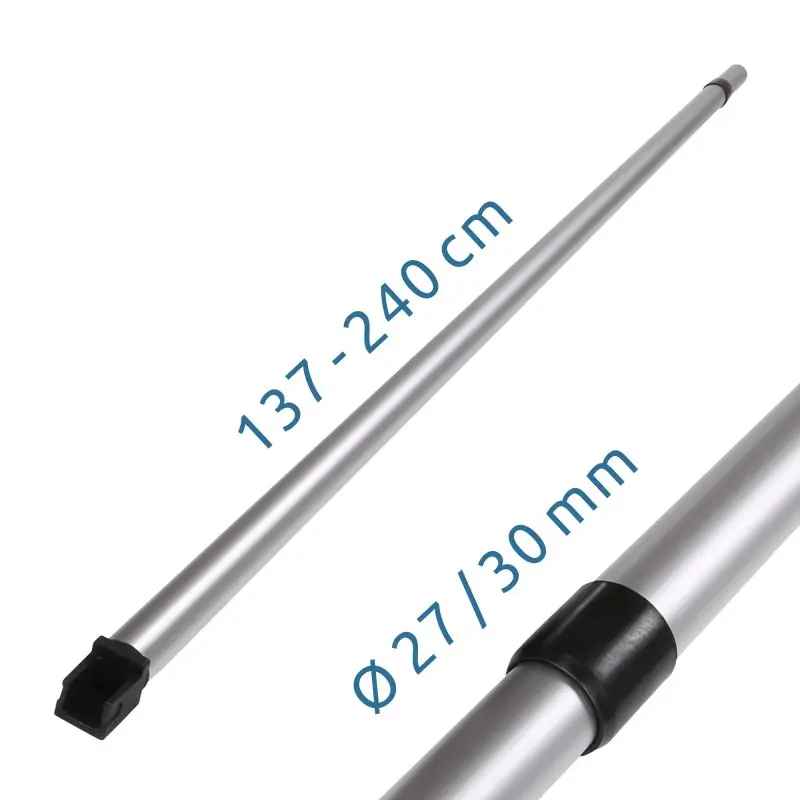 Teleskopische your GEAR Rafterstange aus Aluminium für Fiamma Markisen, Länge von 137 bis 240 cm verstellbar, Durchmesser 27/30 mm, mit schwarzem Kunststoffadapter und Verbindungselement.