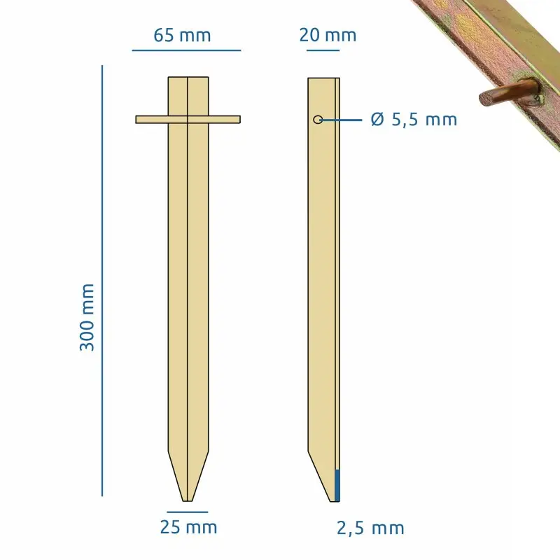 your GEAR 8 x Zelthering TX 300 - T-Profil Hering Set aus Stahl robuster Erdnagel 300 x 65/25 x 20mm