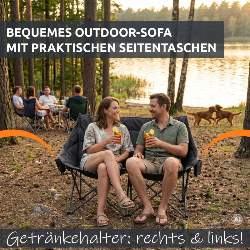 your GEAR Campingsofa Modena - XXL Campingstuhl für 2 Personen, max 320 kg, extra lang, gepolstert
