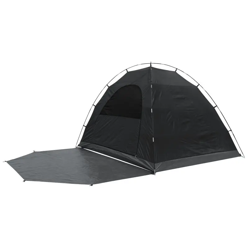 Tente your GEAR Tivano 5 personnes, forme coupole, couleur bleu et gris, avec grand auvent, entrée latérale, fenêtre et sol séparé, hauteur permettant de se tenir debout, imperméabilité 5000 mm.