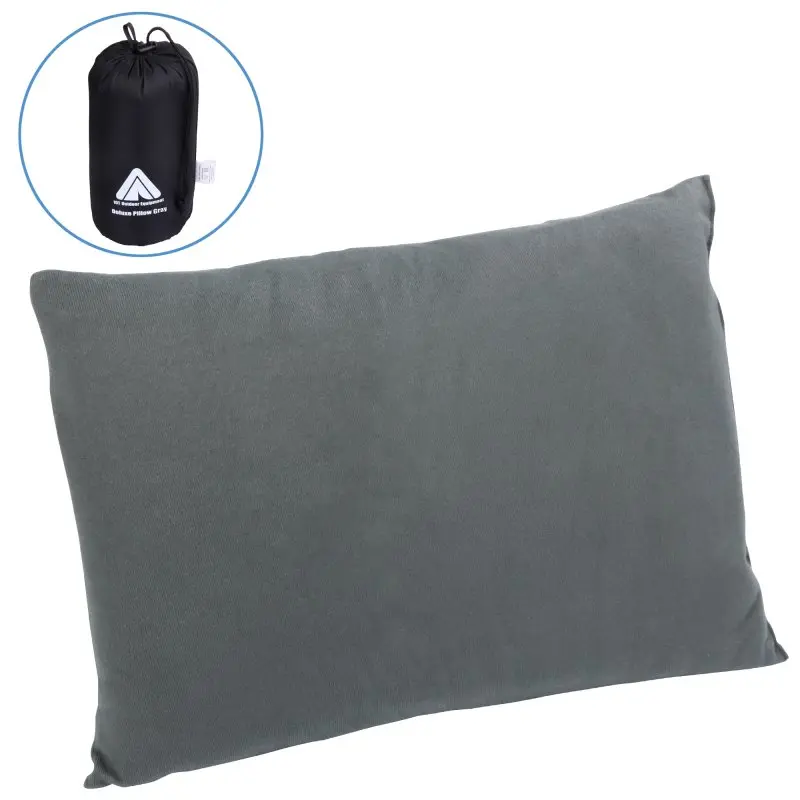 2nd Chance - 10T Deluxe Pillow Grau 40x30x10 cm Fleece Kissen Reisekissen Kopfkissen Nackenkissen mit Packsack (76683)
