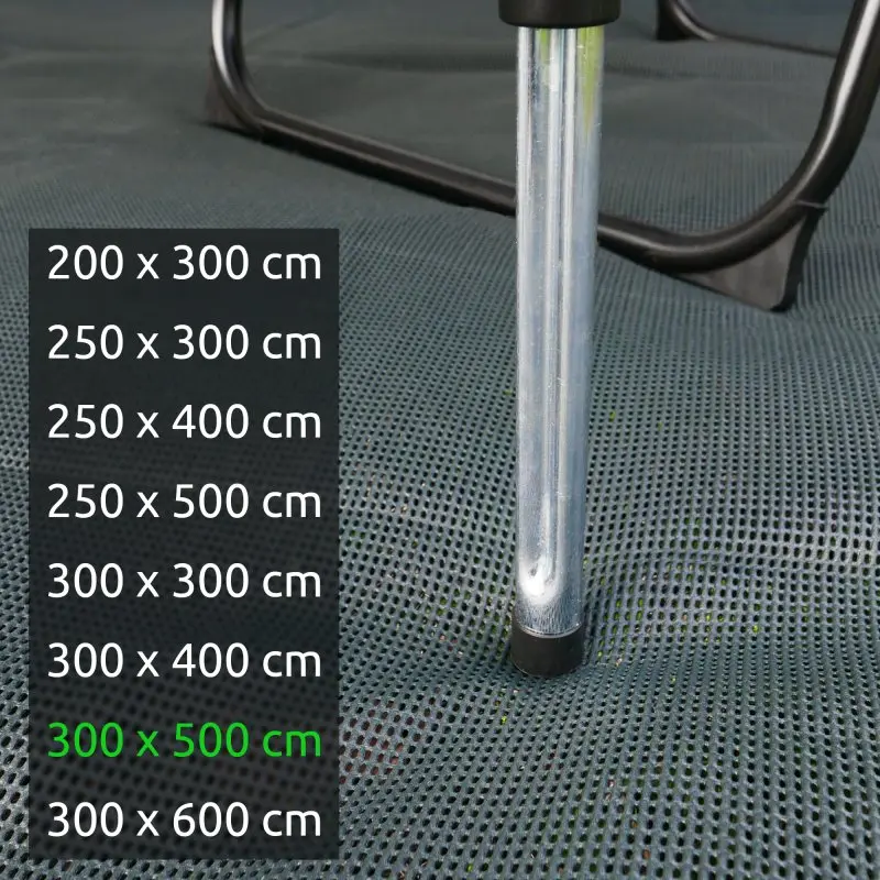 Outdoor Vorzeltteppich your GEAR 300 x 500 cm, grau, offenporiges, luft- und wasserdurchlässiges Gewebe mit weicher Schaumbeschichtung, Bodenschonung, unter Campingstuhlbein, verschiedene Größen auswählbar.