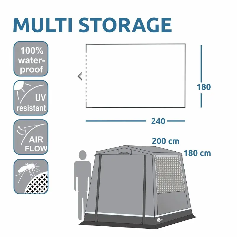 your GEAR Trient Multi Storage - Küchenzelt, Gerätezelt, 240 x 180 x 200 cm Zelt, 2 Fenster, UV 50+