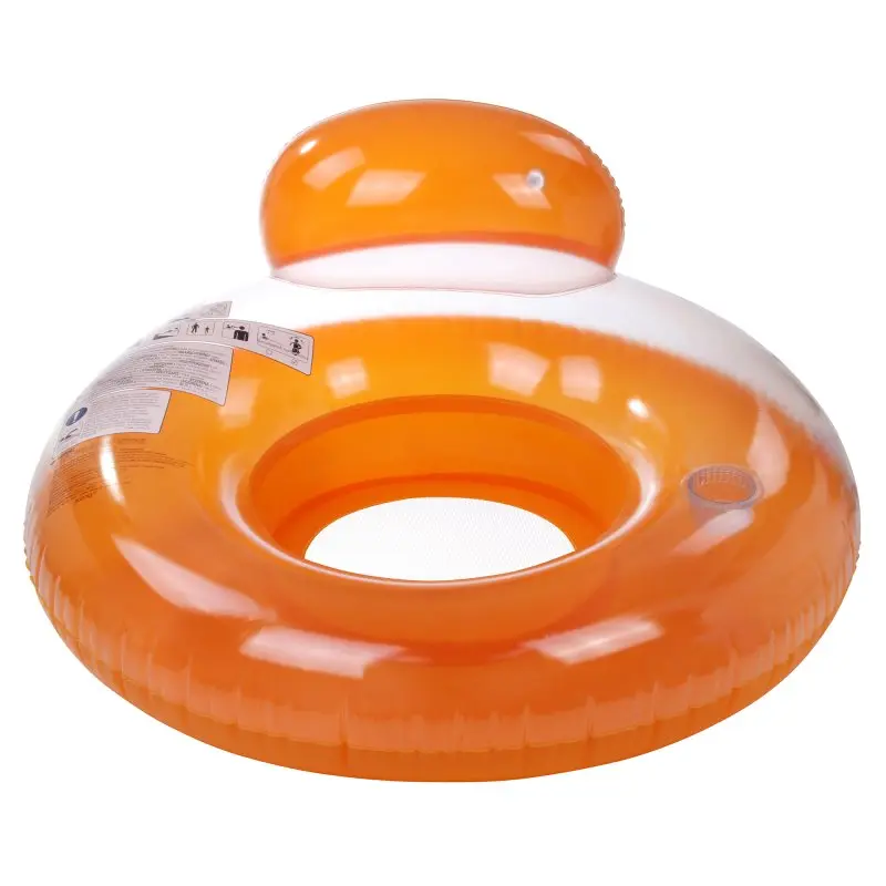 Jilong Pool Lounge Orange Ø 118cm Poolsessel Schwimmsitz Wassersessel Wasser-Sofa mit Getränkehalter