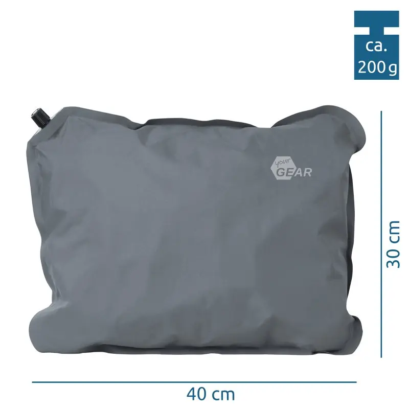 yourGEAR Reise-Kissen Set 2x Kopfkissen 40x30cm weiche Füllung 8-12 cm hoch komprimierbar aufblasbar