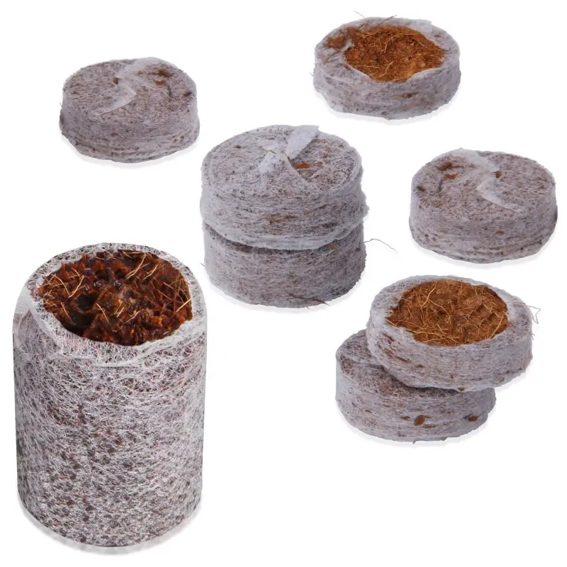 yourGEAR 50 Coco Disc Plus Kokos Quelltabletten, runde, torffreie Anzuchttöpfe aus Kokosfasern mit Vlieshülle, 3 cm Durchmesser, ideal für Aussaat und Anzucht, ungedüngt und biologisch.