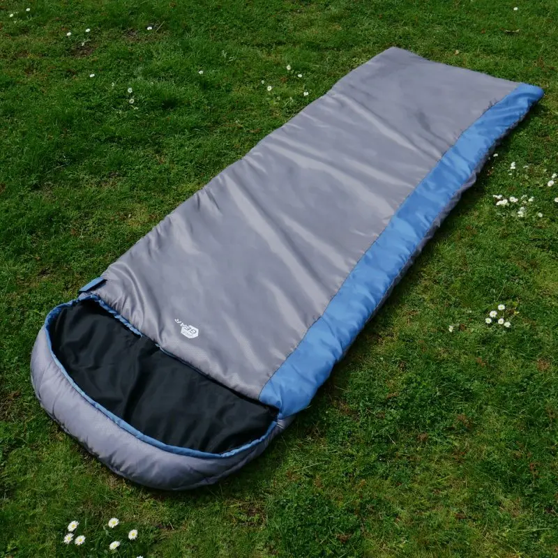 yourGEAR Schlafsack Ostria -3°C Deckenschlafsack 230x75cm Sommerschlafsack Blau Grau kleines Packmaß